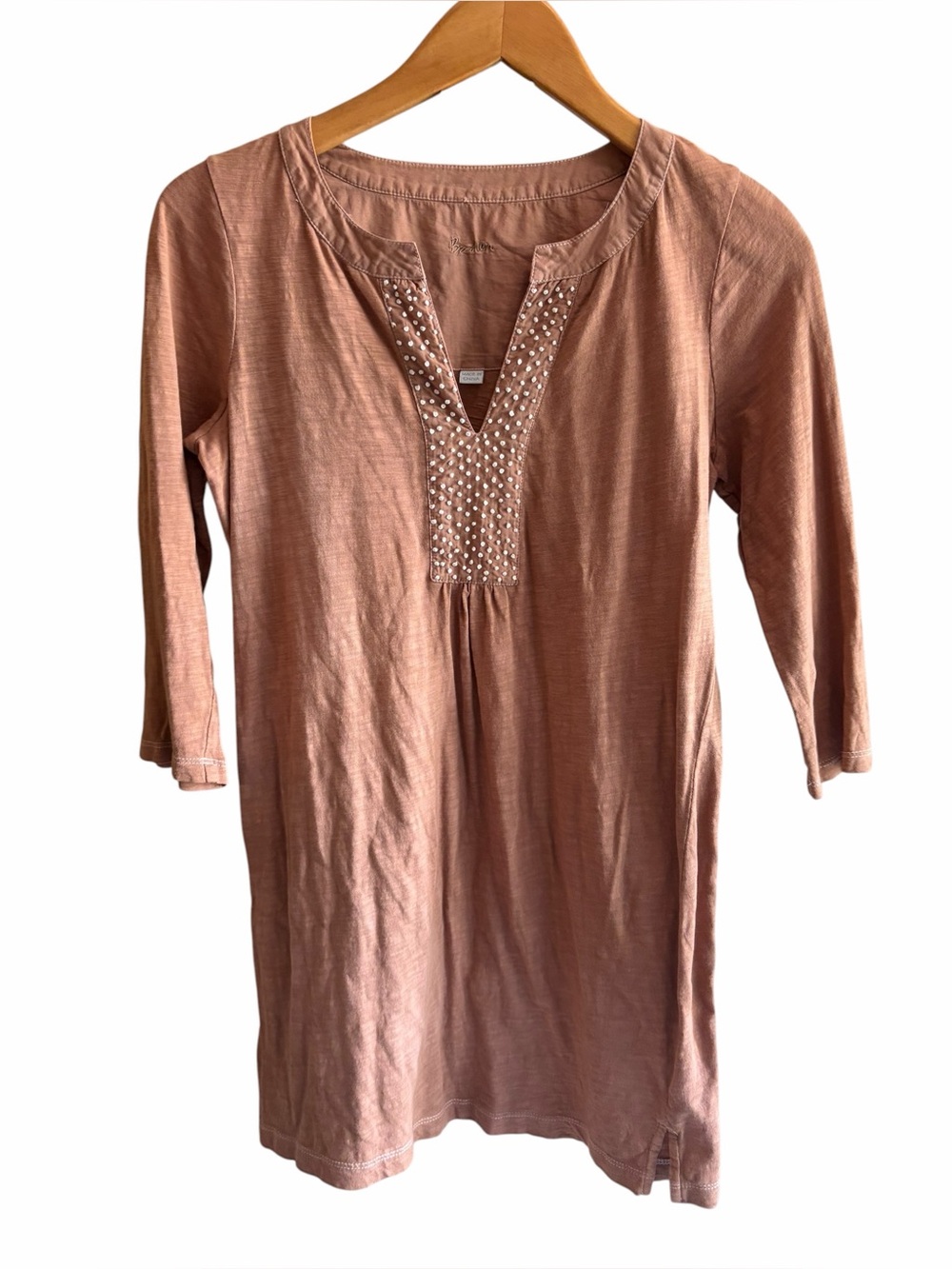 BODEN Rust Embroidered Neckline Popover Tunic Top